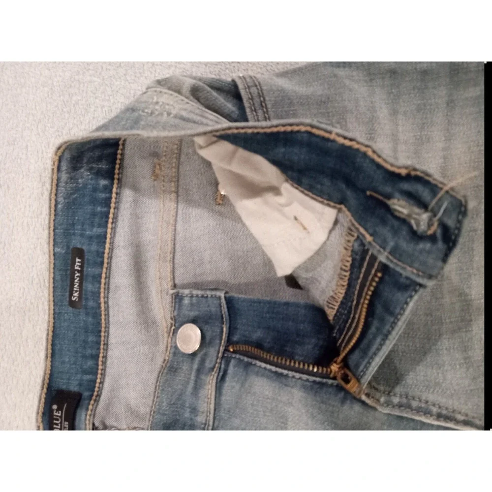 Womens Judy Blue Los Angeles Skinny FitBlue Stretch Denim Jeans Distressed 31x28